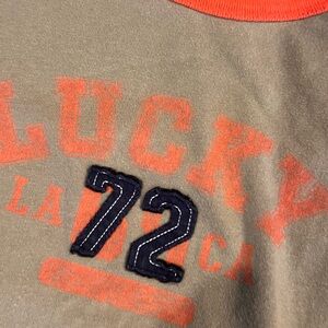 Lucky Brand Khaki Tee with Bright Orange Trim